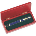 R Grip III Brass barrel roller pen in executive wood gift box - blue roller pen